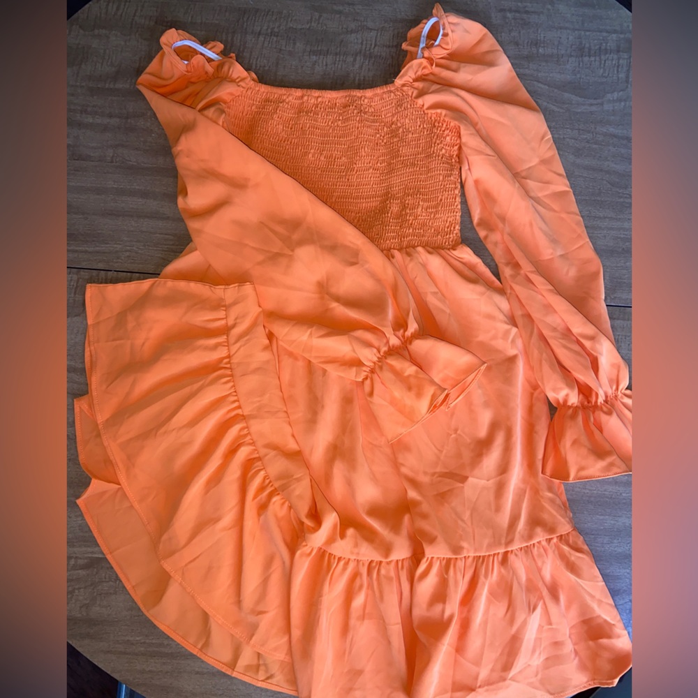 No Tag, tangerine color ruffled dress size S/M